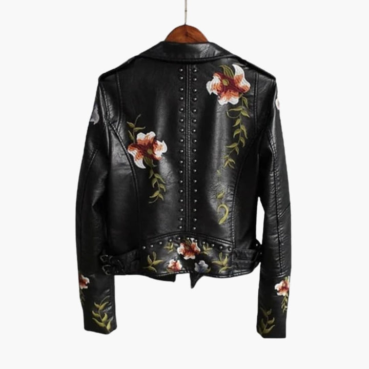 Damen Bikerjacke mit Reverskragen und Blumenmuster