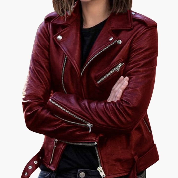 Damen Bikerjacke mit Reverskragen und Reißverschlusstaschen