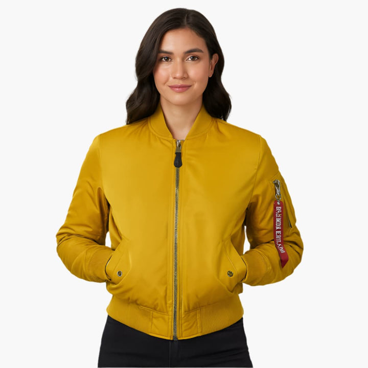 Damen-Bomberjacke mit Reißverschluss und geripptem Saum