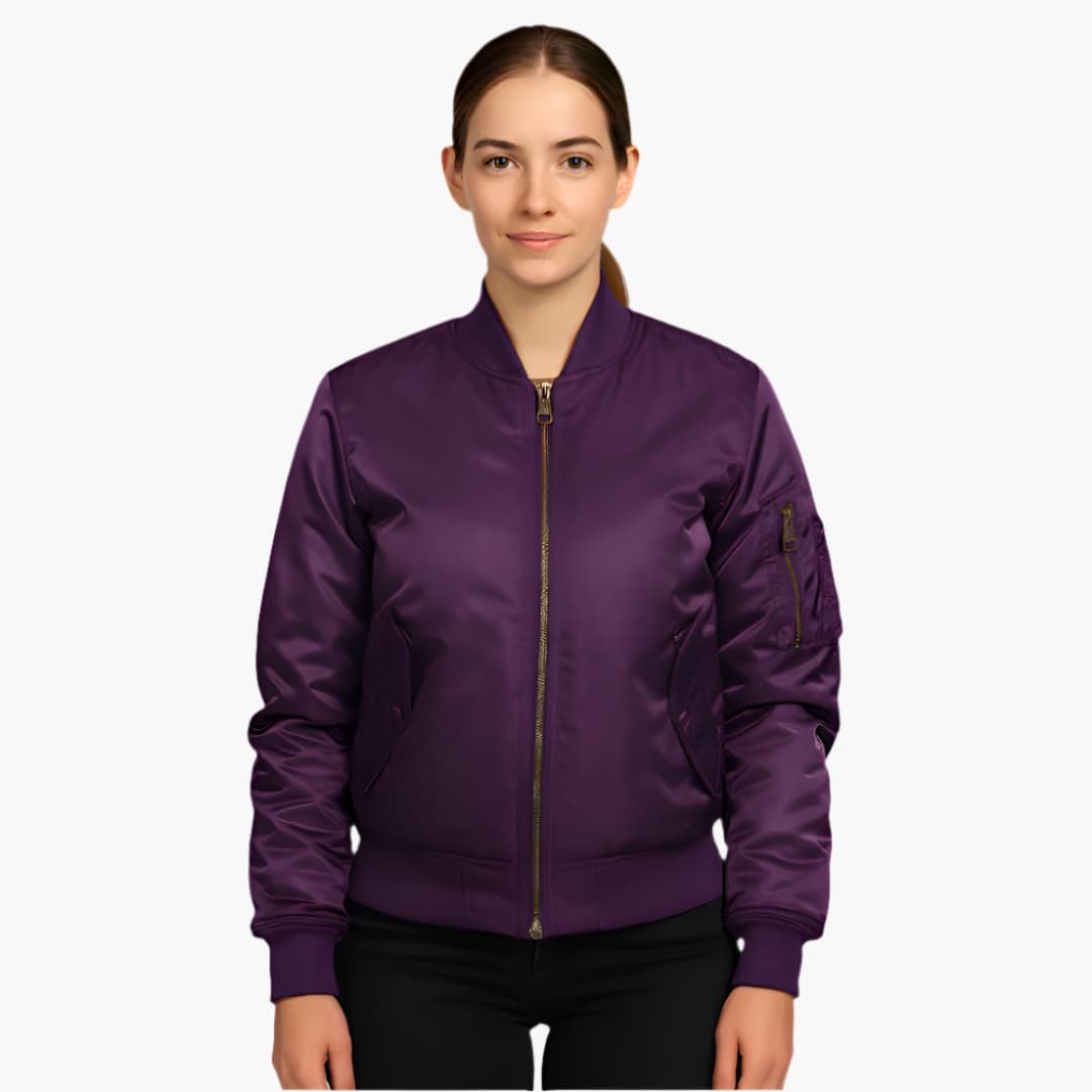 Damen-Bomberjacke mit Reißverschluss und geripptem Saum