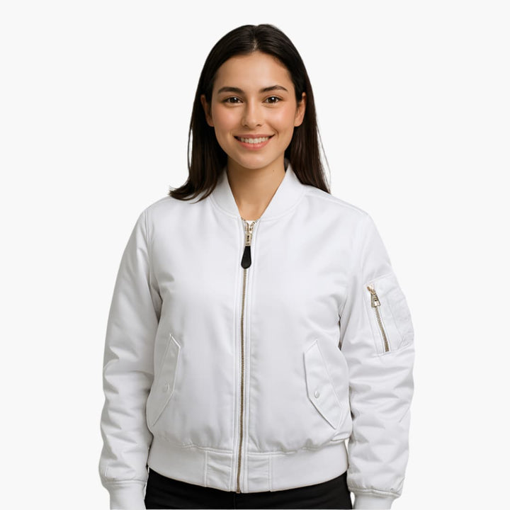 Damen-Bomberjacke mit Reißverschluss und geripptem Saum