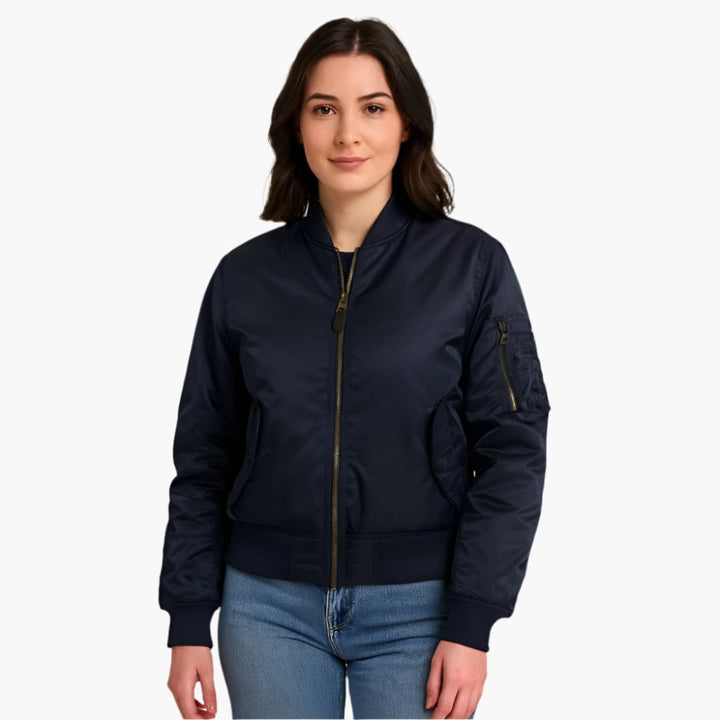 Damen-Bomberjacke mit Reißverschluss und geripptem Saum