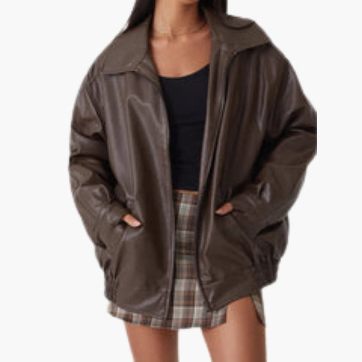 Damen-Bomberjacke mit Reißverschluss und langen Ärmeln