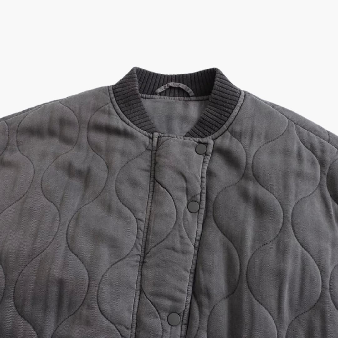 Damen-Bomberjacke mit Steppdesign und geripptem Saum