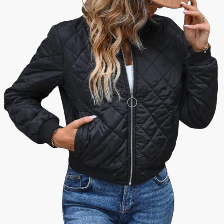 Damen Bomberjacke mit gestepptem Obermaterial und Reißverschluss