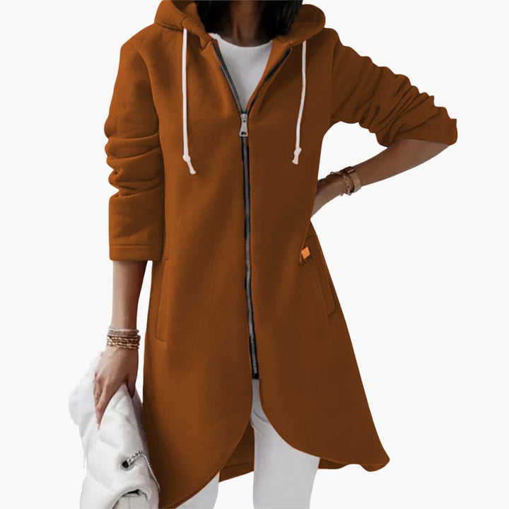 Damen Hoodie mit Reißverschluss und langem Saum