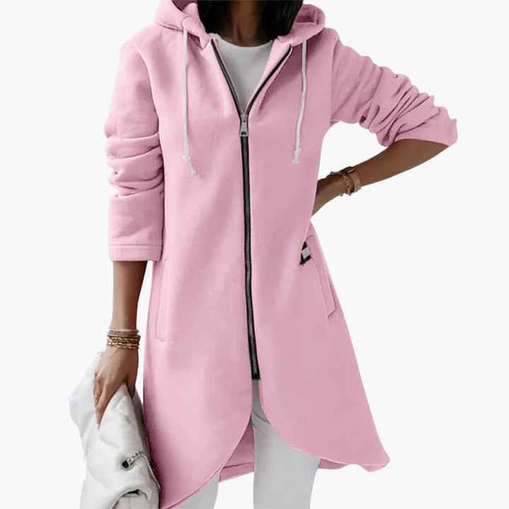 Damen Hoodie mit Reißverschluss und langem Saum