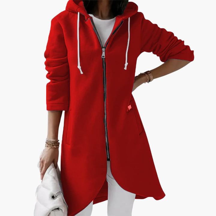 Damen Hoodie mit Reißverschluss und langem Saum