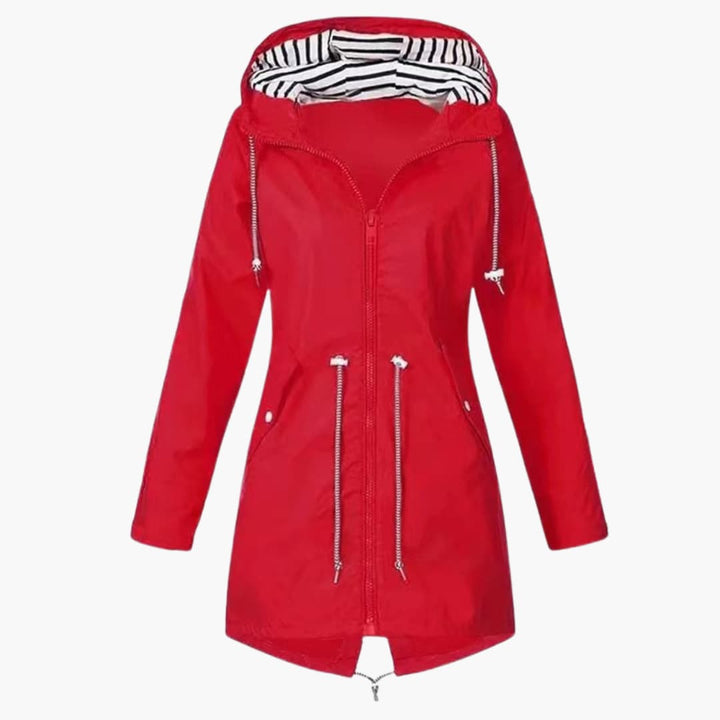 Damen-Kapuzenjacke mit Reißverschluss und verstellbarer Taille