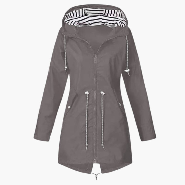 Damen-Kapuzenjacke mit Reißverschluss und verstellbarer Taille
