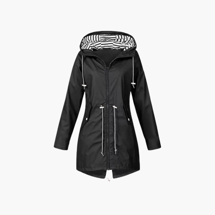 Damen-Kapuzenjacke mit Reißverschluss und verstellbarer Taille