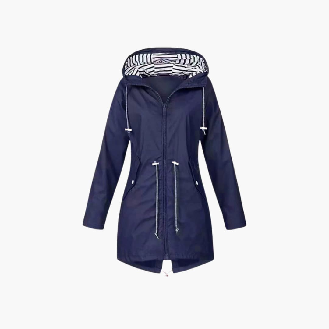 Damen-Kapuzenjacke mit Reißverschluss und verstellbarer Taille