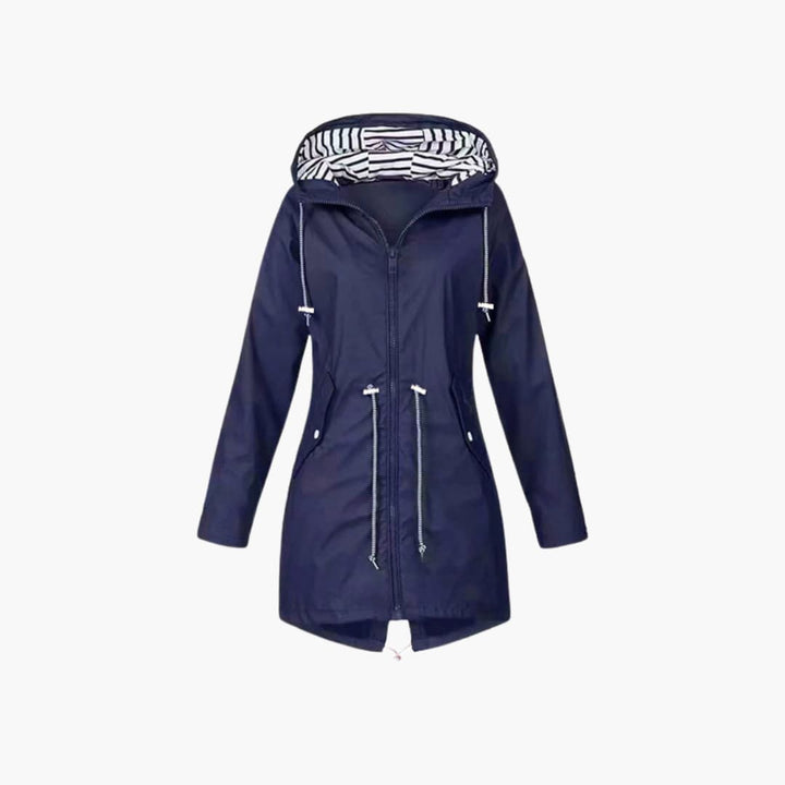 Damen-Kapuzenjacke mit Reißverschluss und verstellbarer Taille