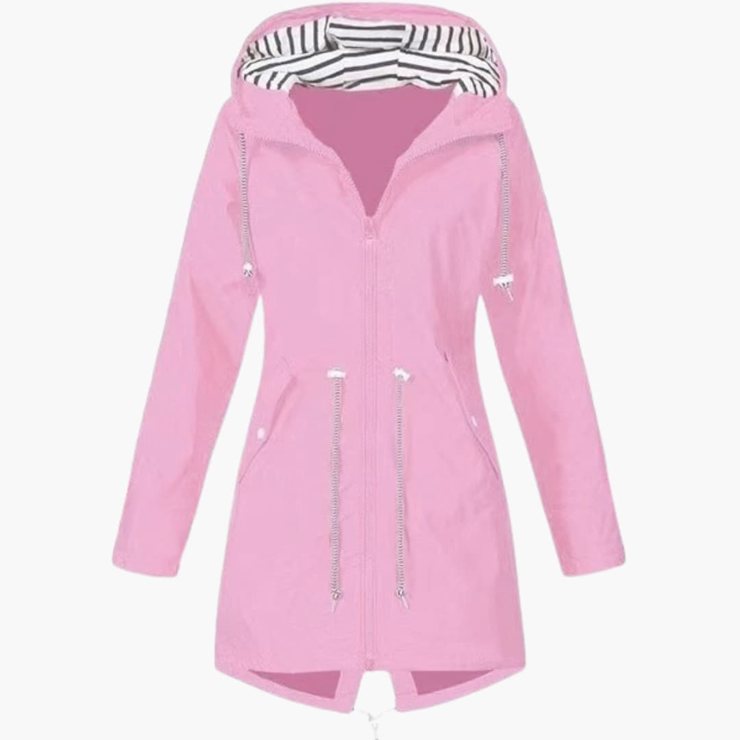 Damen-Kapuzenjacke mit Reißverschluss und verstellbarer Taille