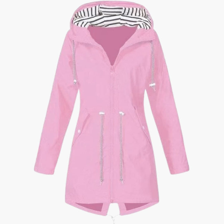 Damen-Kapuzenjacke mit Reißverschluss und verstellbarer Taille
