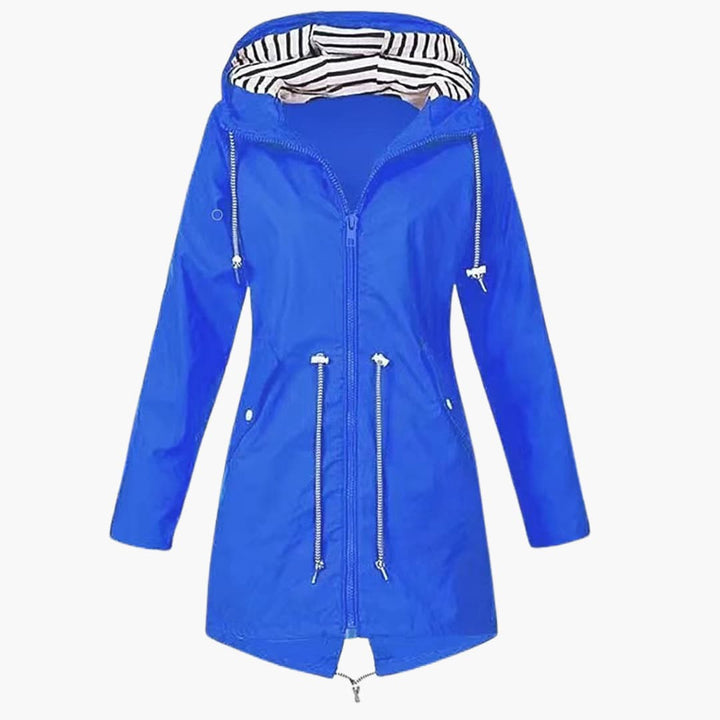 Damen-Kapuzenjacke mit Reißverschluss und verstellbarer Taille