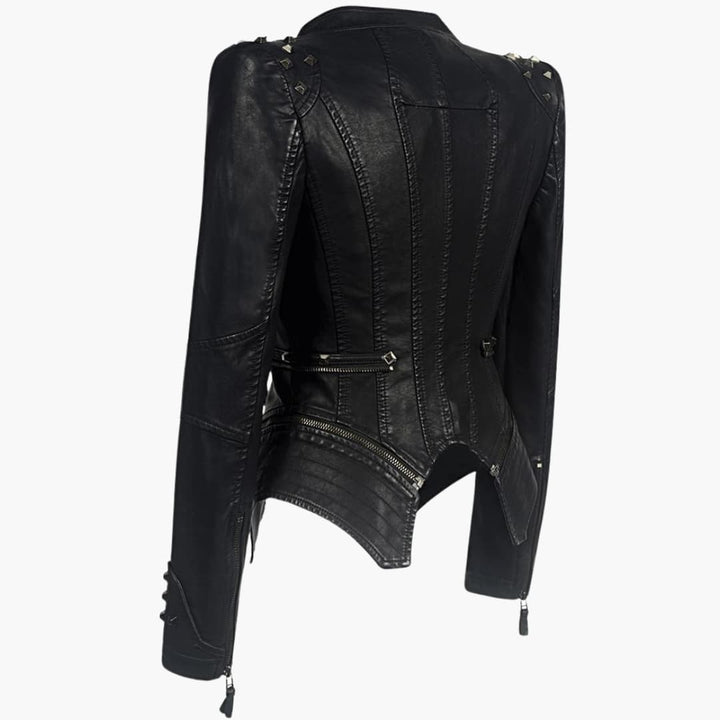 Damen jacke mit Reißverschluss vorne und Nieten Details