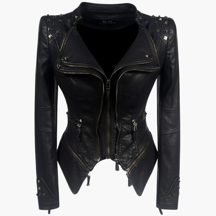 Damen jacke mit Reißverschluss vorne und Nieten Details