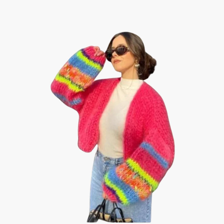 Damen Strickjacke mit offener Vorderseite und langen Ärmeln