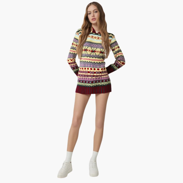 Damen Strickpullover mit Rundhalsausschnitt und gemusterter Oberfläche