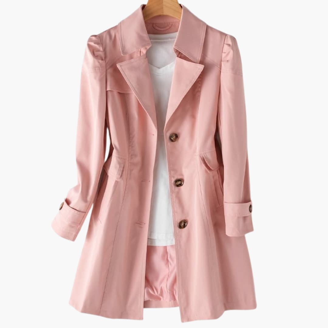 Damen-Trenchcoat mit Reverskragen und Knopfverschluss
