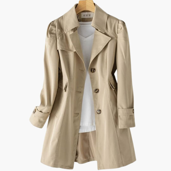 Damen-Trenchcoat mit Reverskragen und Knopfverschluss