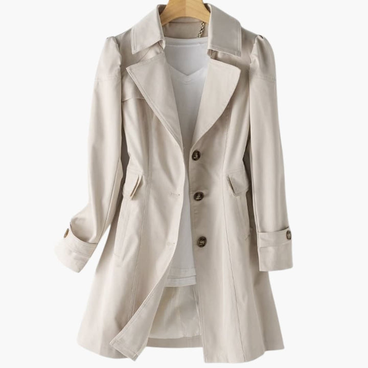 Damen-Trenchcoat mit Reverskragen und Knopfverschluss