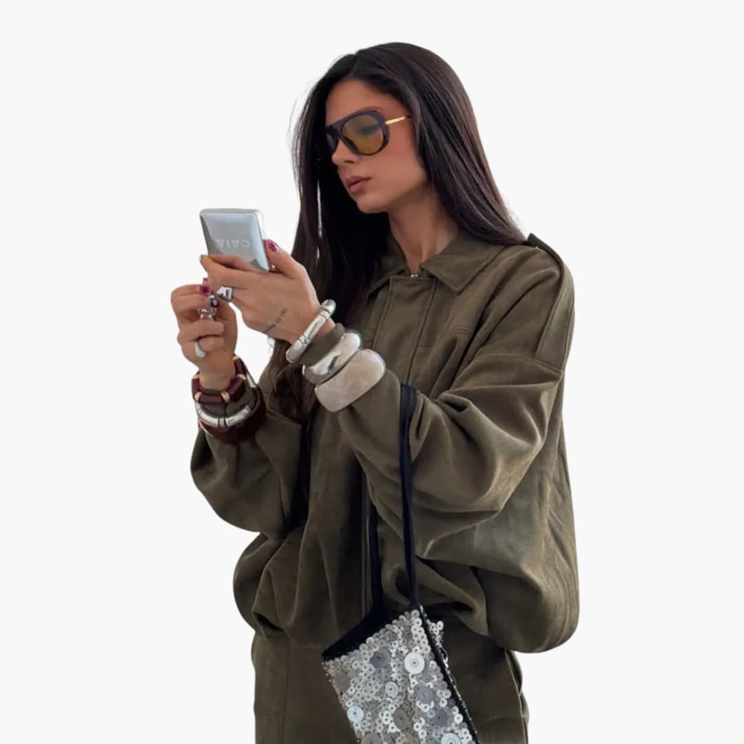 Damen Übergangsjacke mit Hemdkragen und verdecktem Reißverschluss