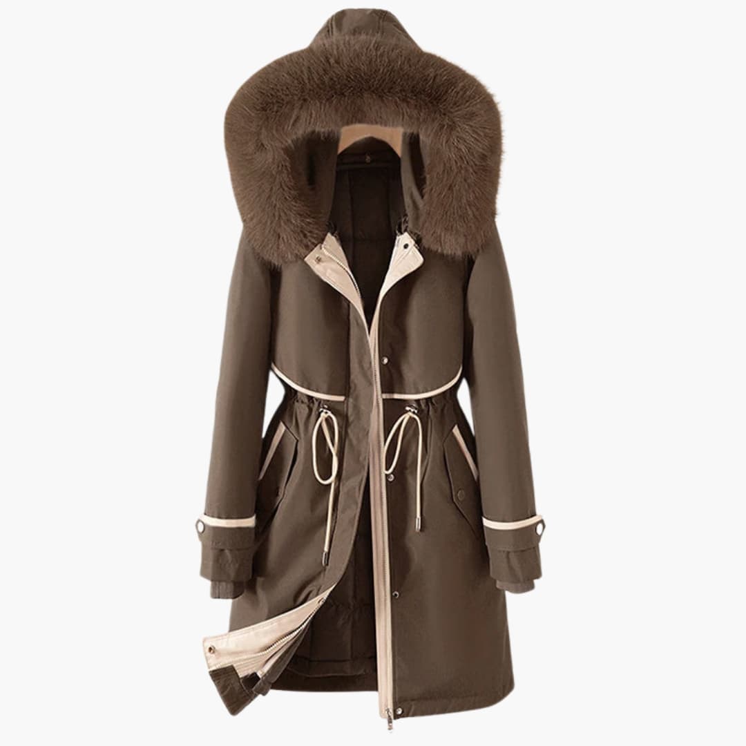 Damen-Winterparka mit Kapuze und verstellbarem Bund
