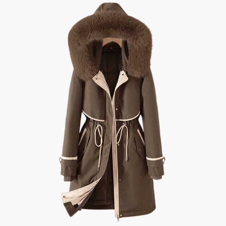 Damen-Winterparka mit Kapuze und verstellbarem Bund