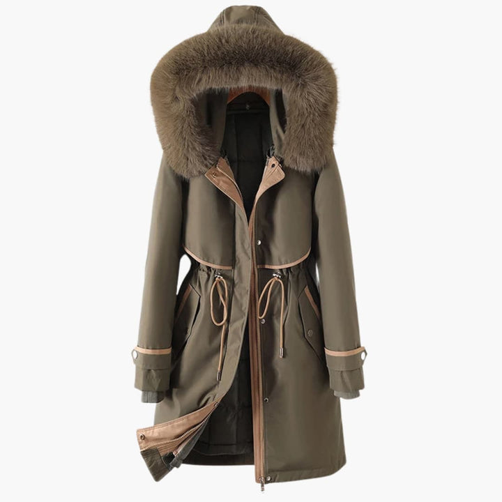 Damen-Winterparka mit Kapuze und verstellbarem Bund