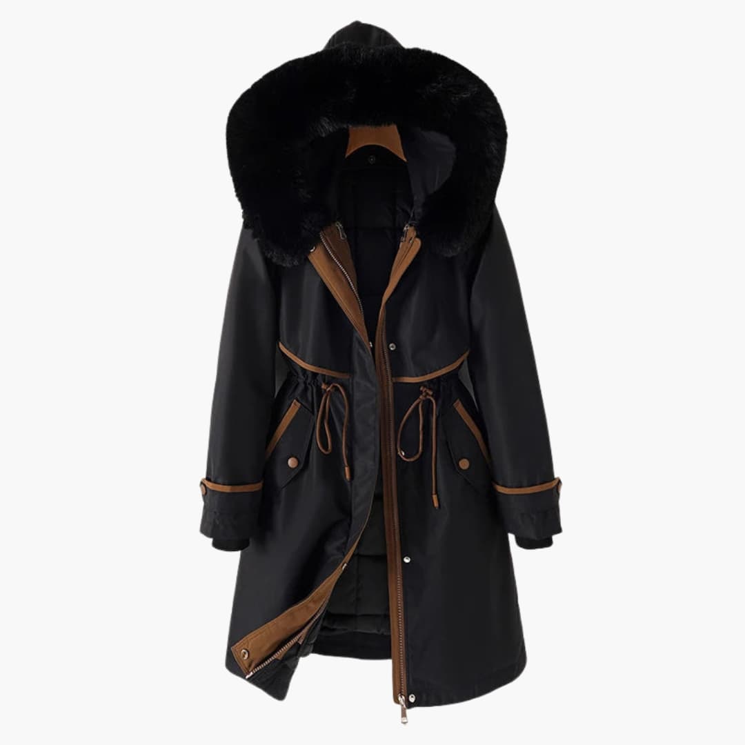 Damen-Winterparka mit Kapuze und verstellbarem Bund