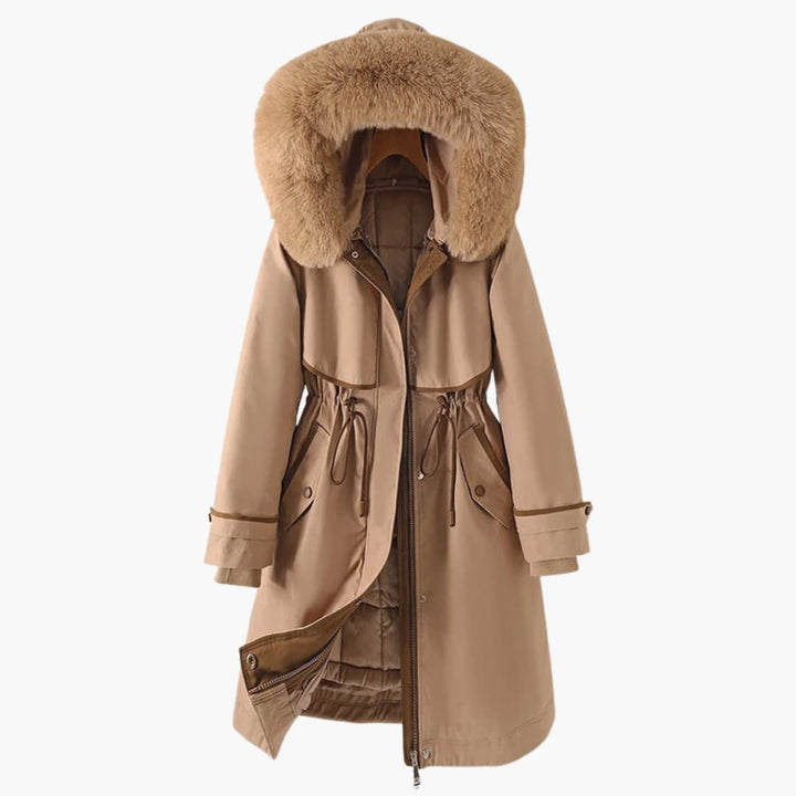 Damen-Winterparka mit Kapuze und verstellbarem Bund