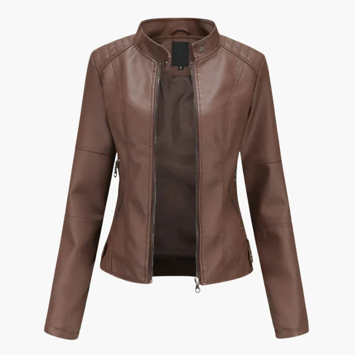Damen Bikerjacke mit Reverskragen und Reißverschluss