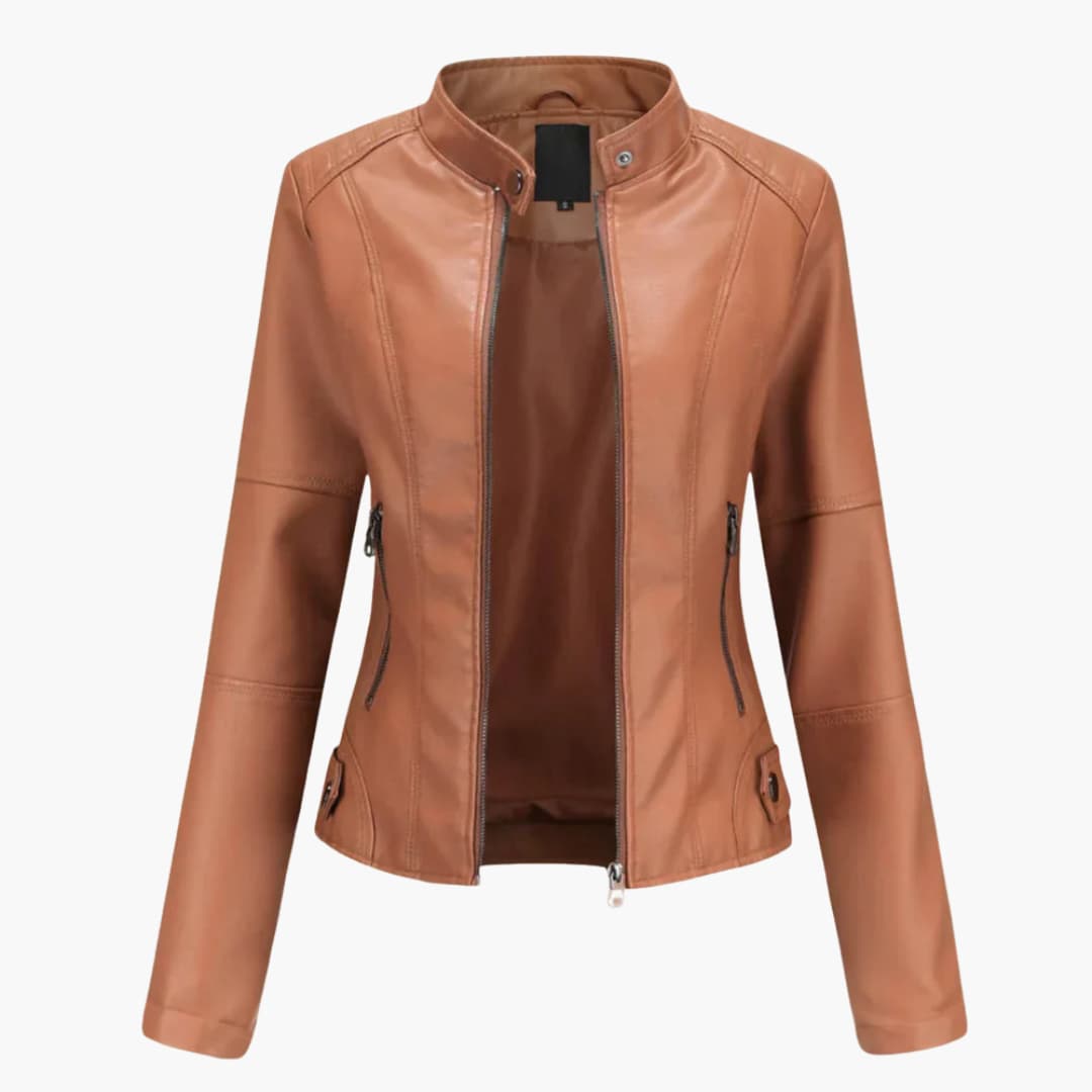 Damen Bikerjacke mit Reverskragen und Reißverschluss