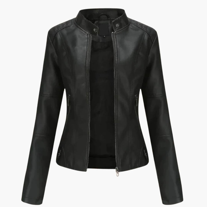 Damen Bikerjacke mit Reverskragen und Reißverschluss