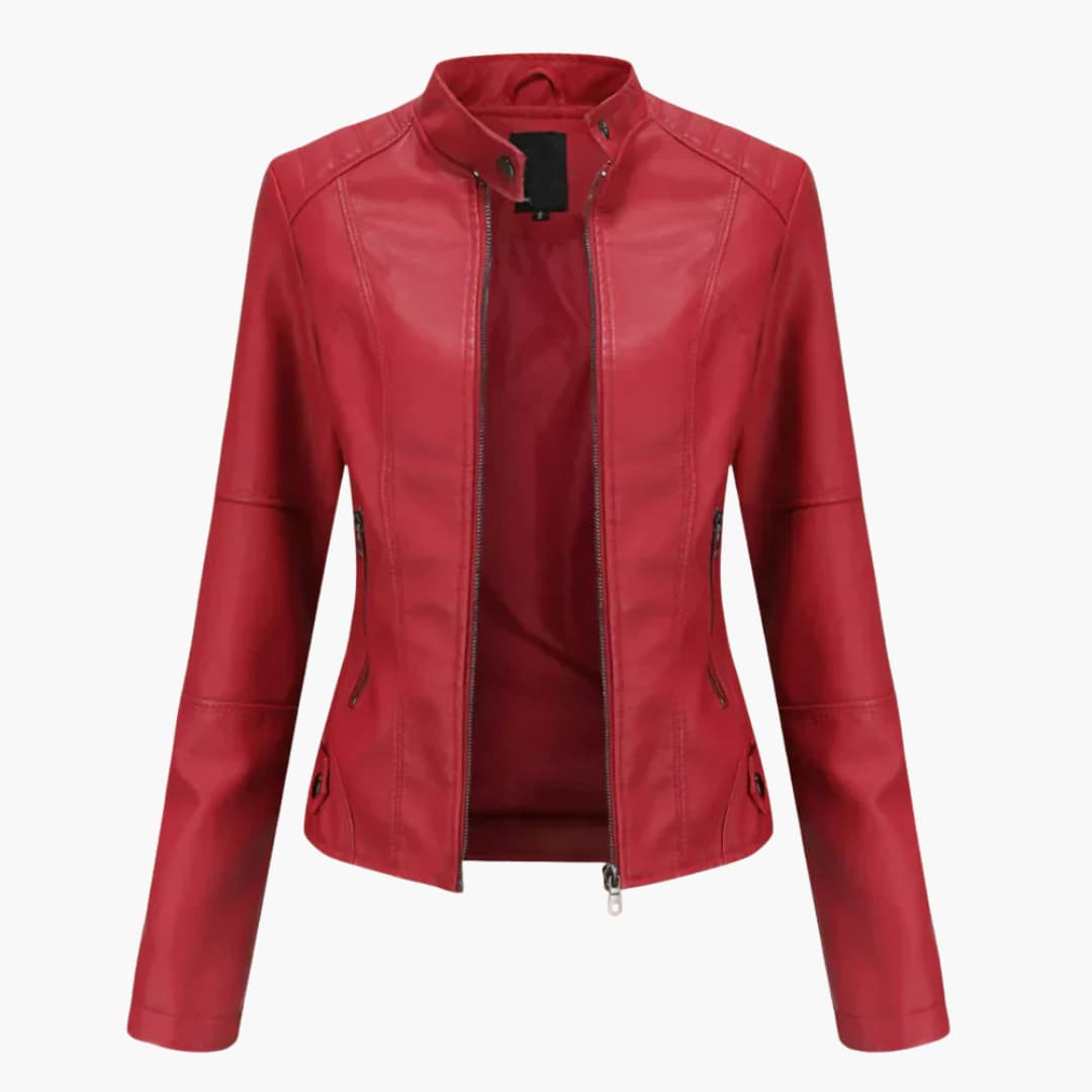 Damen Bikerjacke mit Reverskragen und Reißverschluss