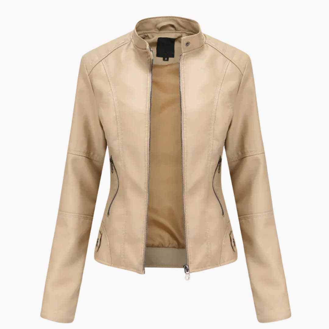 Damen Bikerjacke mit Reverskragen und Reißverschluss