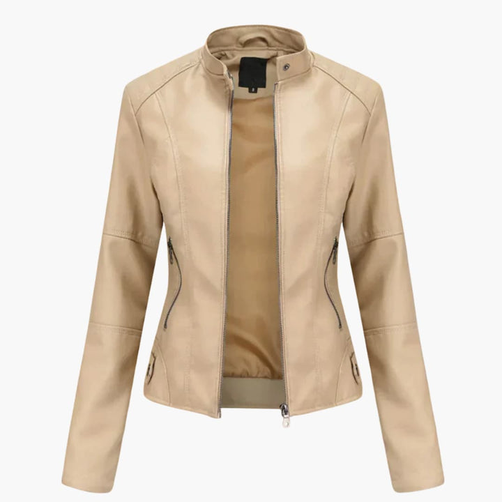 Damen Bikerjacke mit Reverskragen und Reißverschluss