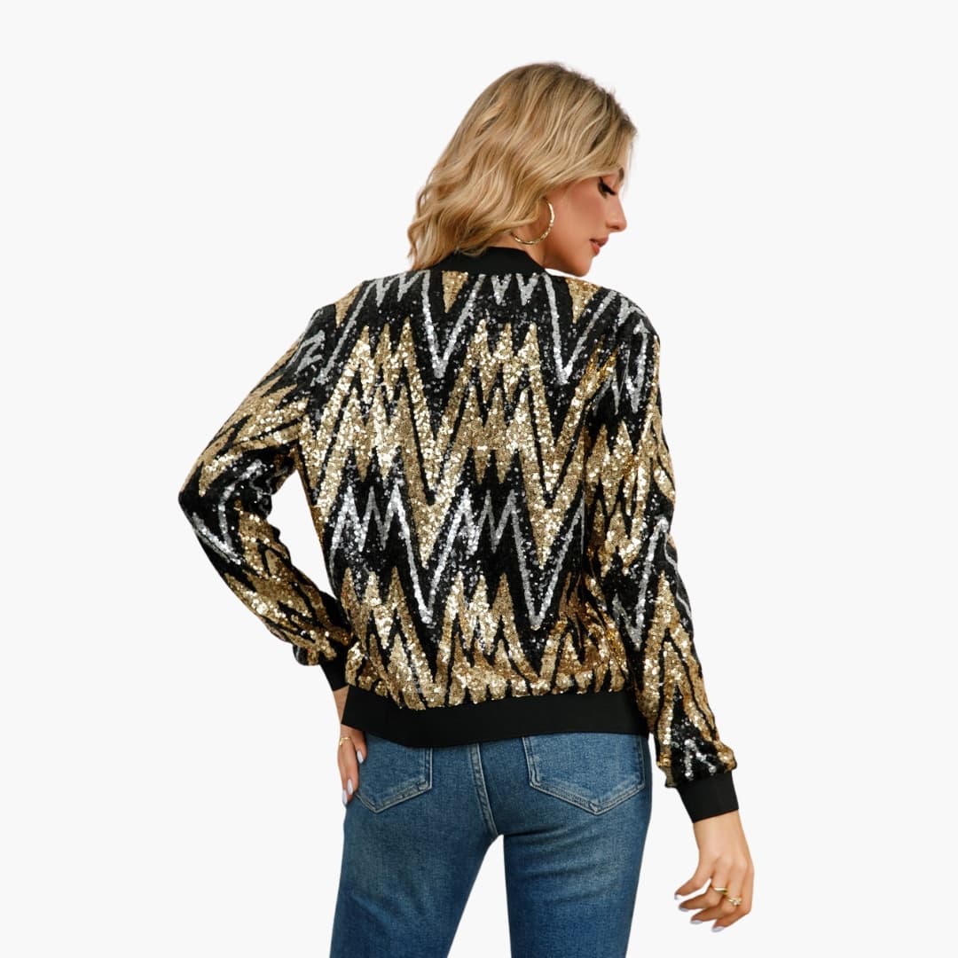 Damen Bomberjacke mit Pailletten