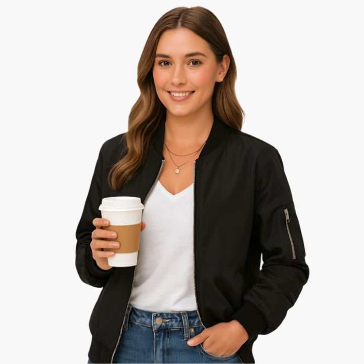 Damen Bomberjacke mit Rippbund