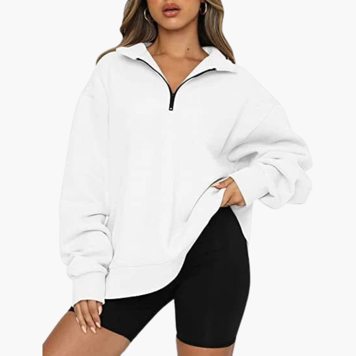 Damen Casual Zip-Up Pullover mit Lockerem Schnitt