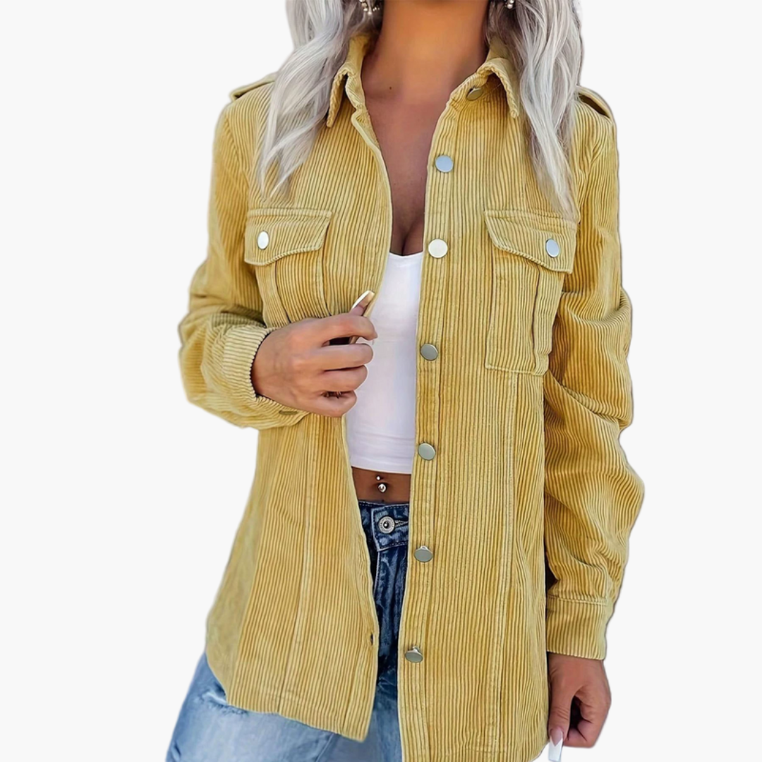 Damen Cordjacke mit Knopfschluss