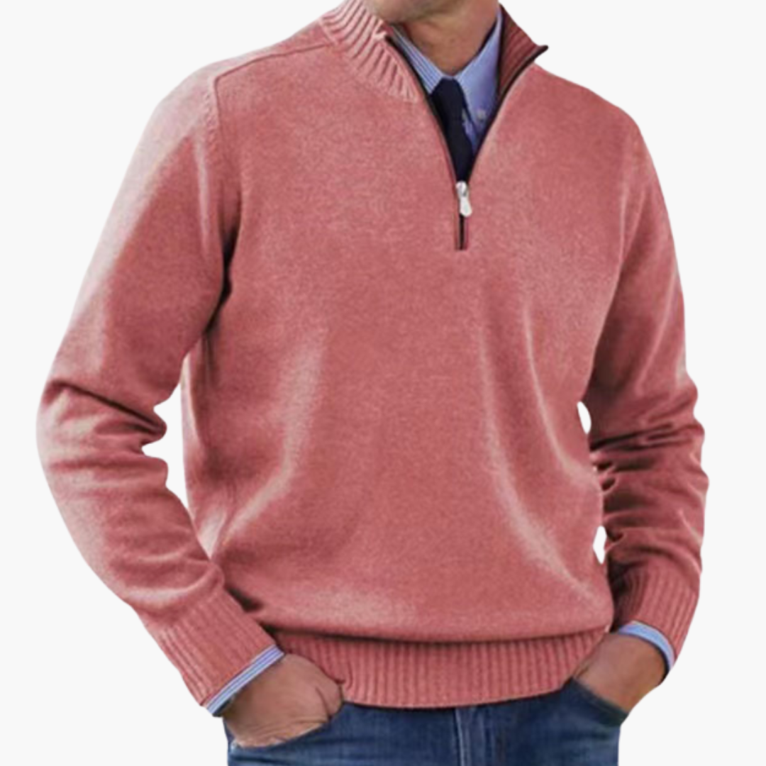 Herre Halv-Zip Genser med Ribbestrikk