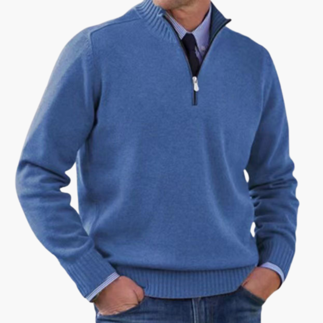 Herre Halv-Zip Genser med Ribbestrikk