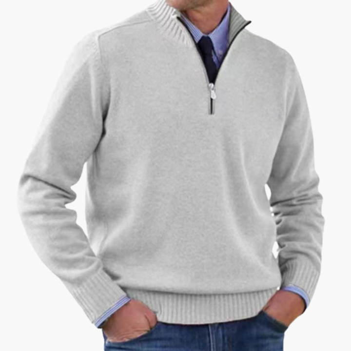 Herre Halv-Zip Genser med Ribbestrikk
