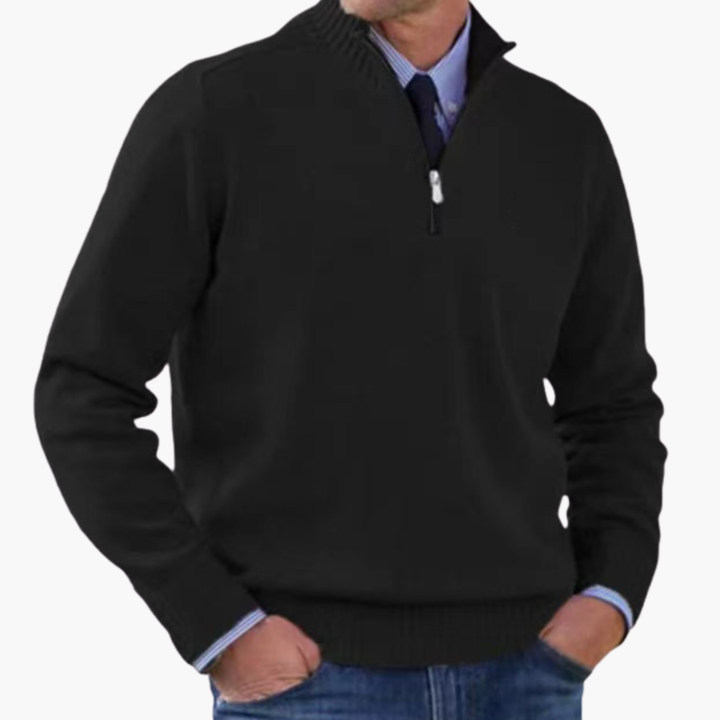 Herre Halv-Zip Genser med Ribbestrikk