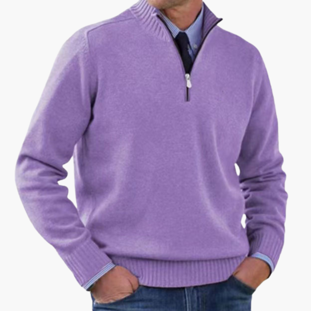 Herre Halv-Zip Genser med Ribbestrikk