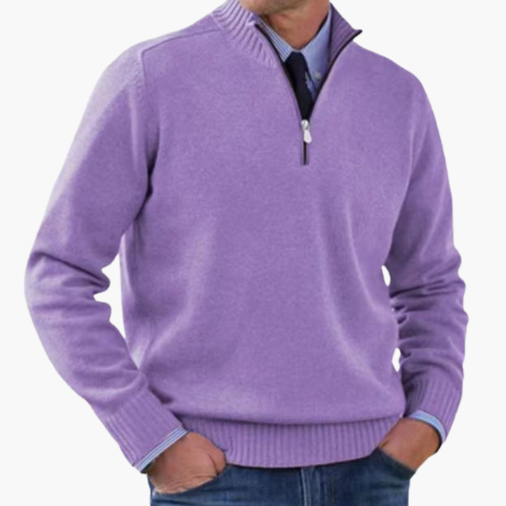 Herre Halv-Zip Genser med Ribbestrikk
