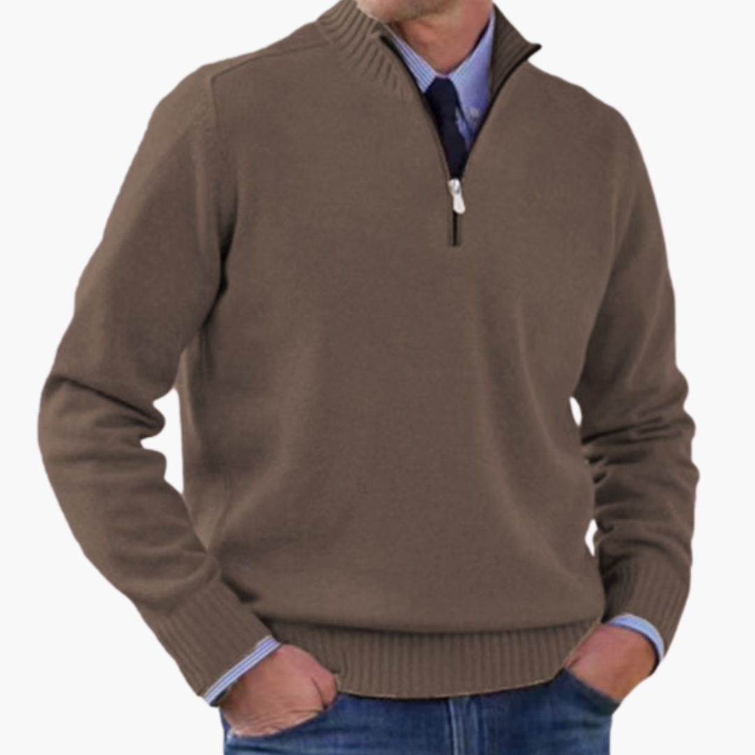 Herre Halv-Zip Genser med Ribbestrikk